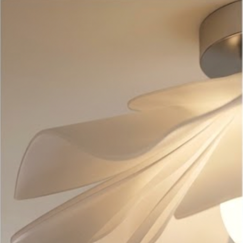 Close up of the layered petal shades on the flush mount ceiling light
